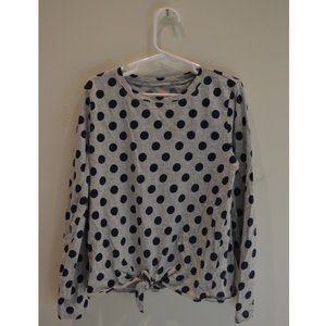 Crewcuts Girls (10) Grey Polka Dot Long Sleeve with Tie
